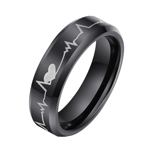 Bague tungstène noir de 6mm pour homme et femme, un bijou ECG de haute résistance