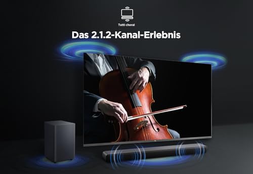 TCL S55HE Soundbar 2.1 Kanal mit kabellosem Subwoofer, 220W Heimkino-Lautsprecher, Dolby Atmos, DTS Virtual:X, Sound Expansion, Bluetooth 5.3, HDMI eARC, USB, Optisch, Wandmontage möglich