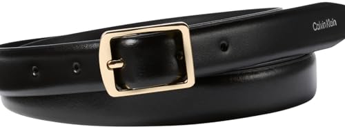 Calvin Klein Cinturón Mujer Classic Square Buckle Belt 2,0 cm Cinturón de piel, Negro (Black), 80 cm