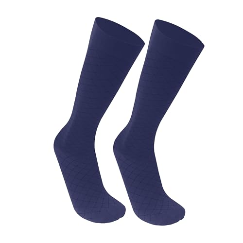 Image of Truform Pattern Compression Socks, 8-15 mmHg, Men & Women's Diamond Knit Dress Socks, Knee High Over Calf Length, Charcoal, Medium