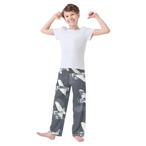 ZZXXB Airplanes Boys Long Pants Soft Trousers Elastic Waist Kids Lounge Bottoms with Pockets S-XL3