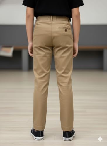 Image of A.T.U.N. (ALL THINGS UBER NICE) Boys Regular Fit Formal Chinos | Smart School & Occasion Wear Bottoms | Smooth, Comfortable & Tailored Look Pants