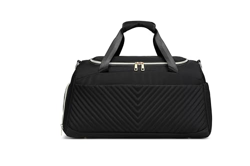 Travel Duffel Carry On Oversized Travel Duffel With Shoe Pouch Gym Weekend Bag (BLACK)