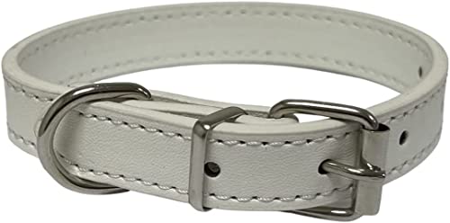 Kombiniertes Set aus Halsband und Leine aus lebendigem Leder für Welpen, kleine, mittlere und große Hunde (XL (Halsumfang 45-55 cm), weiß)