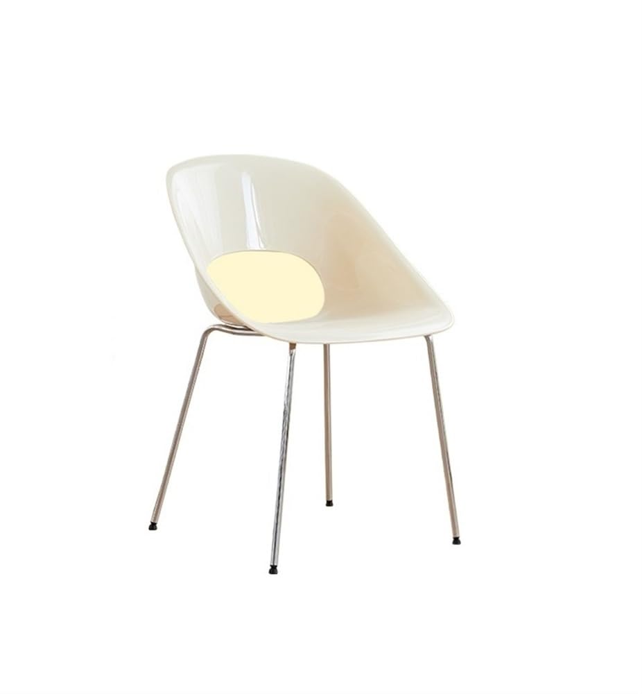 Stool, Modern Mid-Century Dining Chair Plastic for Kitchen with Metal Legs for Living Room Bedroom Vanity(Beige)