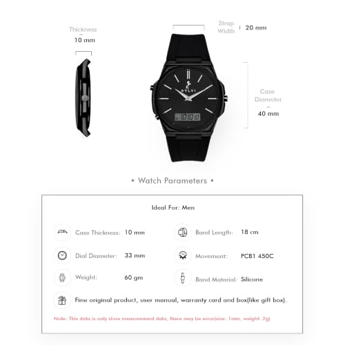 Image of Sylvi Blade Dual Time Analog Digital Silicone Strap Watch for Men