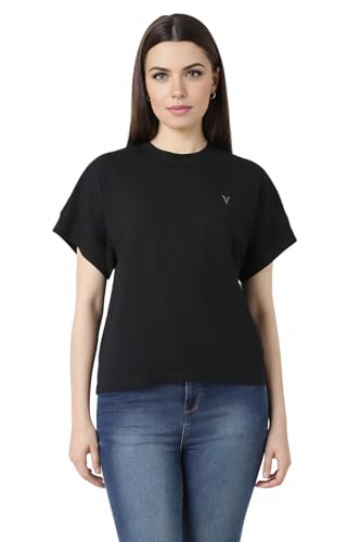 Image of Van Heusen Women's Cotton Regular Fit Half Sleeve Crew Neck Casual Regular Comfort Fit T-Shirt