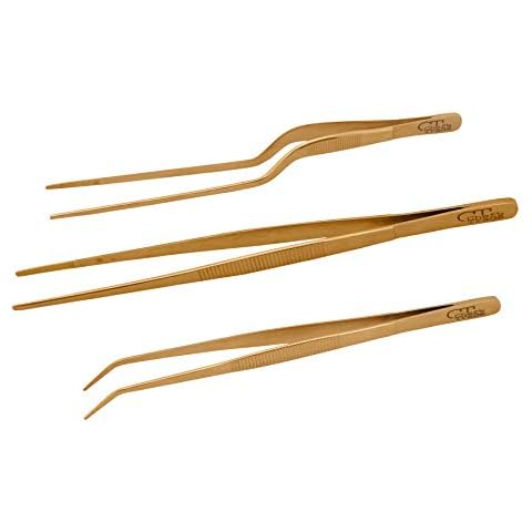 Chef's Trade Plating Tweezers/Tongs, Precision Stainless Steel Kitchen Culinary Tweezers 3PCs Set Cover