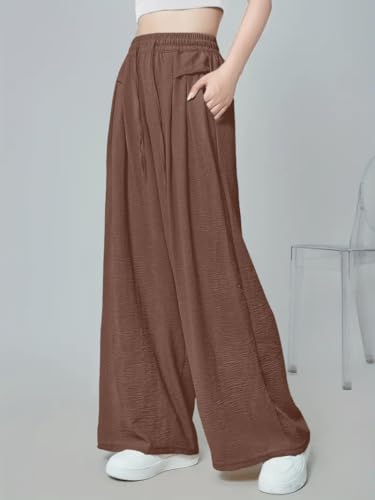 Image of GRECIILOOKS High Waist Polycotton Trousers for Women - Flared Parachute Pants with Side Pockets | Casual Travel Cargo Pants (Available in Plus Size and Value Pack)