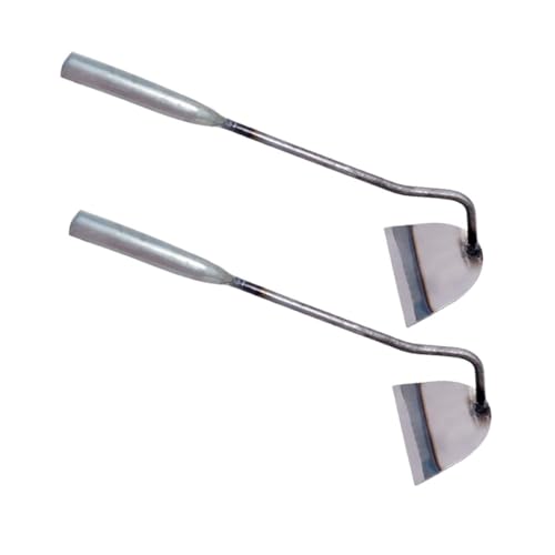 Gogogmee 2Pcs Stainless Steel Bent Neck Hoe Durable Weeding Tool for Garden Planting Ergonomic Design for Easy Use Home Office School Gardening