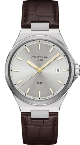 Certina, DS 7 Gent Std Quartz, 39 mm, Cuero, Cuarzo, Precidrive, Reloj, Plata, Cuero, C0434101603100