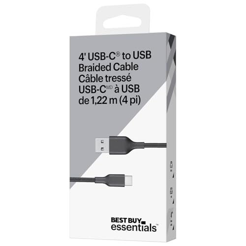 Image of Best Buy essentials Phone Charging Cables & USB Accessories - Lightning, USB-C & USB Cables, USB Hubs & Power Accessories (USB-C to USB Cable, 4 ft (BLK))