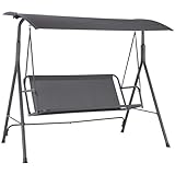 Kingshouse | Columpio De Jardín con Toldo para Exterior Summer – Textilene y Acero – Banca Mecedora Colgante con 3...