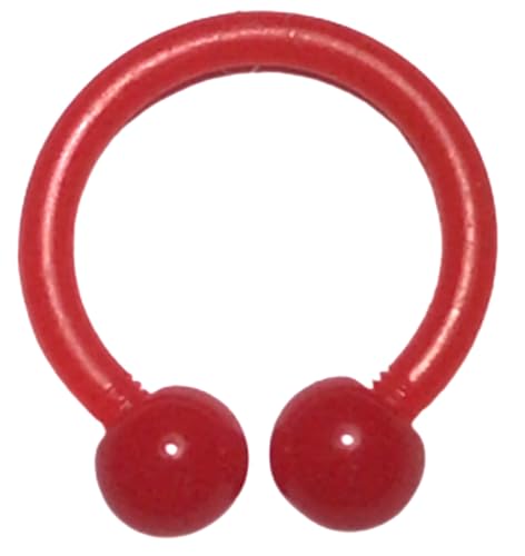 アクリルボディピアス サーキュラーバーベル 16G 内径 10mm ファーストピアス 眉 軟骨 リップ ボール 安い 可愛い アクセサリー プラスチック 金属アレルギー対応 (レッド)