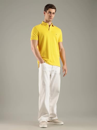 Image of Tommy Hilfiger Solid Regular fit Cotton Polo t-Shirt