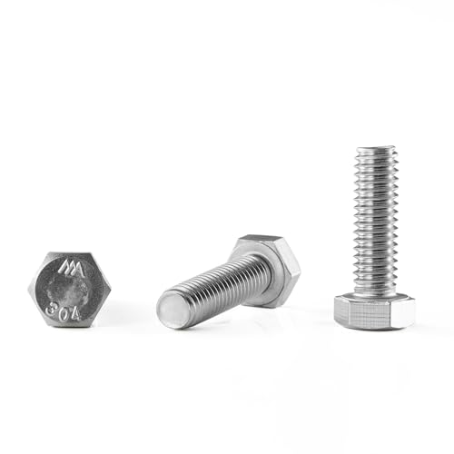 Image of 3 /8 inch-16 x 3 /4 inch Hex Head Screw Bolt, 20Pcs Stainless Steel 304 (18-8), Fully Threaded Bolts, Plain Finish