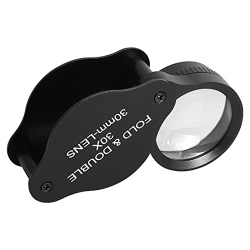 Lente de mão dobrável de 30 mm,Lupa Dobrável de Metal 30X | Lente de lupa de bolso portátil para joi