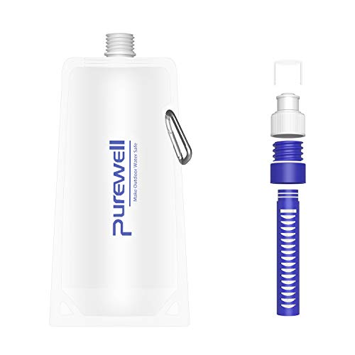 Collapsible Water Filter Canteens For Hiking, Water Bag/Bottle With Filter, Squeeze Water Through A Filter, Lightweight, Bpa Free, Leak Proof, Emergency Preparedness (White) #TOP1