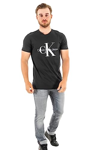Calvin Klein Jeans T-Shirt Homme Manches Courtes Core Monologo Slim, Noir (Ck Black), M