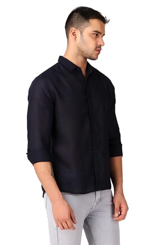 Image of Patrinus Pure Linen Mandarin Collar Full Sleeve Shirt
