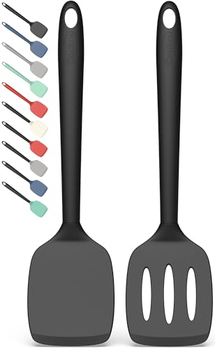 Comparison: Best Nonstick Spatula Set 5 Coukre 2 Pack Silicone Spatula Set, High Heat Resistant, BPA Free Kitchen Spatula, Solid & Slotted Turner for Non-Stick Pans, Sautéing, and Flipping (2, PureBlack)
