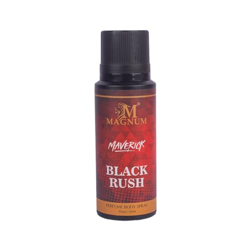 Image of Magnum Maverick Black Rush Men's Body Spray - Bold Spicy Woody Fragrance for Confident Men | Long-Lasting Cinnamon, Patchouli & Dark Woods Scent | 150ml