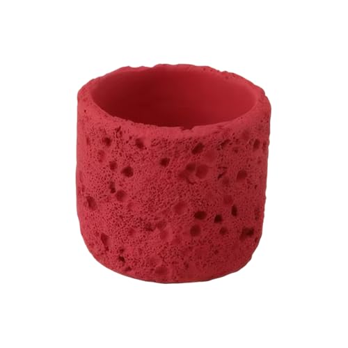 kesurpae Maceta Elegante de Grano de Roca volcánica para decoración, macetas carnosas, Cemento de Piedra, orquídeas suculentas Modernas, Rojo