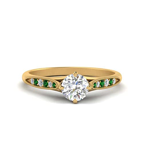Image of Choose Your Gemstone Compass Point Ring Yellow Gold Plated Round Shape Vintage Engagement Rings Ornaments for Wife Symbol of Love Clarity Comfortable US Size 4 to 12