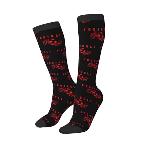 Football Calf-Length Color-Blocked Knee-High Socks With 3D Printed Design, Unisex2