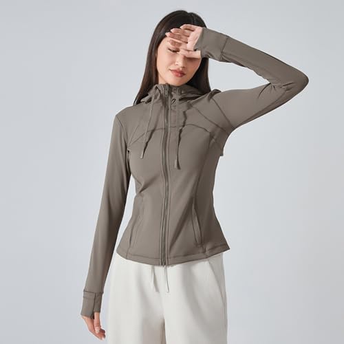 OH! ANY TIME ANY WEAR Moletom com capuz slim fit, jaquetas atléticas femininas respiráveis nas costa