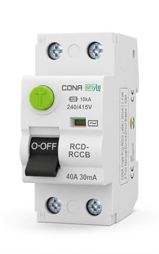 Image of CONA smyle RCD-RCCB 2-Pole 40A 30mA, Residual Current Circuit Breaker, 240 /415V 10kA, DIN Rail Mount, White Polycarbonate Body
