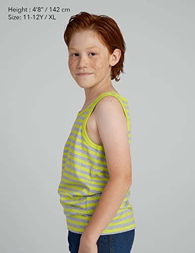Lapasa Boys Tank Top (4 Pack) 100% Cotton Sleeveless T-Shirts Crewneck Multicolor Ultra Comfort Tagless Muscle Summer B14 3Y Solid Red + Solid Blue + Grey Stripe + Yellow Stripe #TOP2