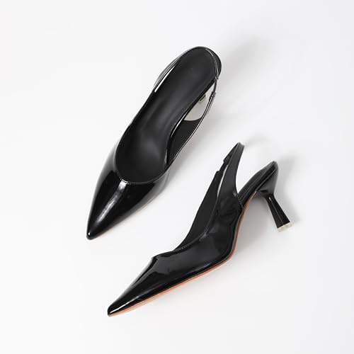 Patent Leather Pointed Toe Slingback Pumps, Stiletto Heel4