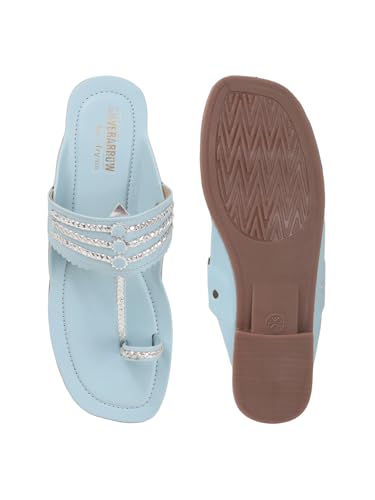 Image of SilverArrow Women's Desi Bloom Fashion Sandals|Kholapuri Style Flat with Open Back |Casual Wear