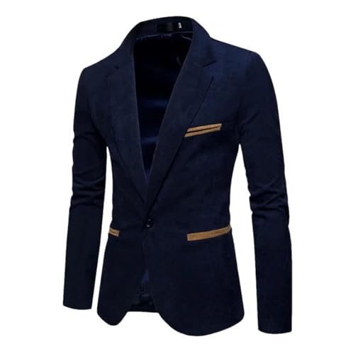 Blazer homme velours côtelé veste costume slim fit business décontracté patchwork