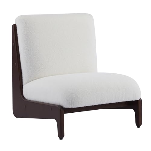 Sillón moderno blanco con estructura de madera miniatura 6
