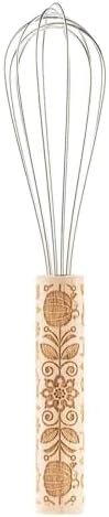 TableCraft 12691 Spring Embossed 12” Stainless Steel Mixer with Engraved Wooden Grip – Floral Mixing Tool for Cooking Eggs, Blending Batter, Stirring Sauces – Hand Wash Recommended image 3