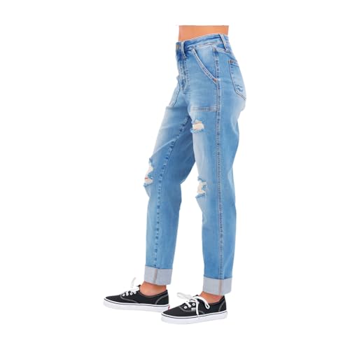 Judy Blue High Rise Patch Pocket Distressed Boyfriend Jeans4