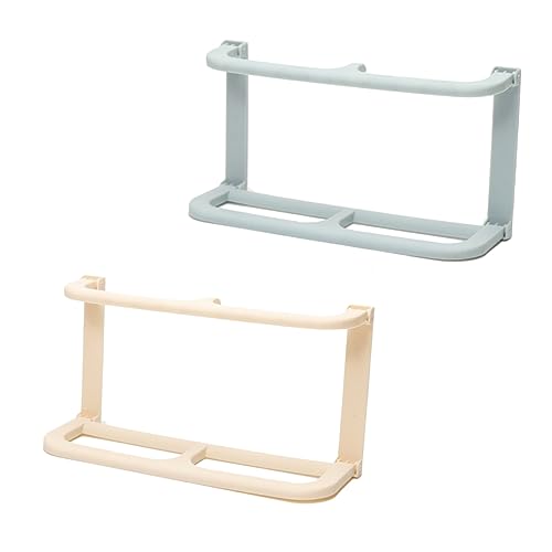 VILLFUL Double-Deck Folding Slipper Shelf Wall-Mounted Shoe Rack for Entryway No Drilling Needed Beige Blue