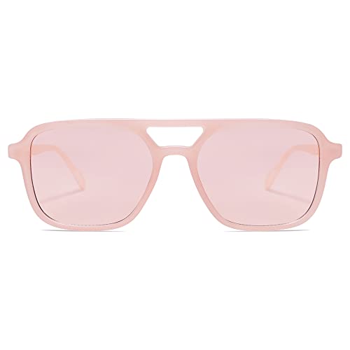 Image of SOJOS Retro Aviator Sunglasses for Women Men,Trendy Rectangle Womens Mens Shades Sun Glasses SJ2202