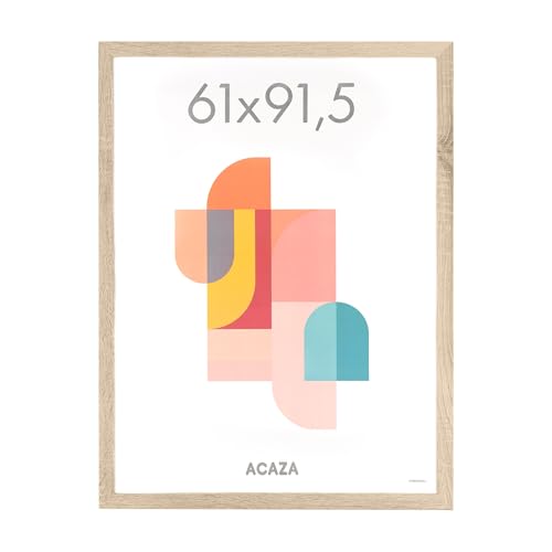 ACAZA Cadre Photo 61 x 91,5 cm, En Bois MDF et Verre Acrylic, Pour Photos, Posters et Puzzles, Décoration Murale, Portrait et Paysage, Chêne Clair