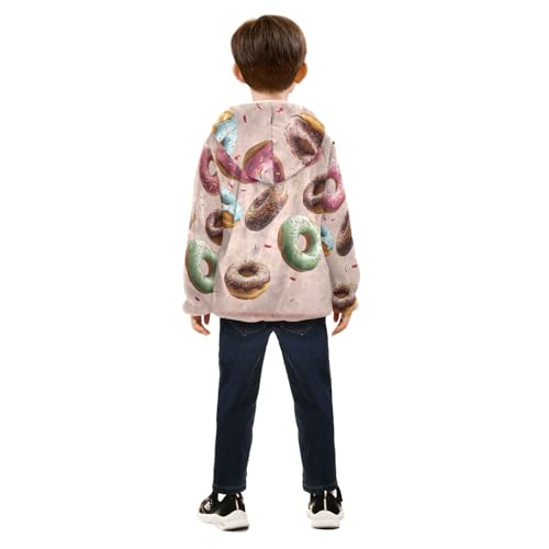 Bagel Bread Girls Fleece Jacket Girls Fall Jacket Girls Zip Up Hoodie Girls Sherpa Jacket 2-10T4