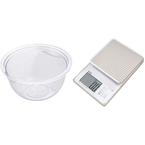 ヨシカワ 日本製 レンジボウル クリア 13cm 料理のいろは SJ2459 & タニタ クッキングスケール 防水 デジタル 3kg 0.1g単位 KW-320 WH 洗えるキッチンスケール【セット買い】