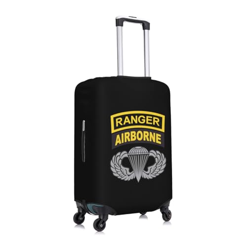 Army Ranger Tab Airborne and Wings Travel Luggage Cover Suitcase Protector Fits 26-28 Inch Case(Black,L)3