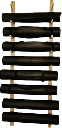 Appendiabiti da parete in legno per tappetino da yoga, salvaspazio per tappetini, rulli in schiuma e asciugamani, organizer per casa e studio, durevole ed elegante