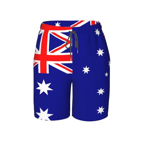 Australian Flag Youth Beach Pants, Soft and Breathable, with Drawstring Waist, Suitable for Sports and Leisure.