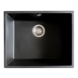 evier 2 bacs resine terre de france Matière en Résine noire Essebagno Sierra évier 1 cuve seule 54x44 en résine noir