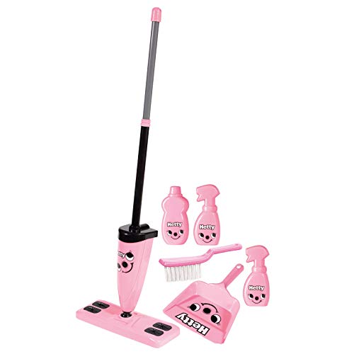 Preisvergleich Produktbild Kinder Putzset Little Hetty Reinigungsset Wischmop Kinderputzset Bodenwischer Kehrset Besen Kehrblech Henry Haushaltsgerät Haushalt Reinigung für Kinder Küche Spielhaus Spielzeug Set Pink ab 3 Jahren