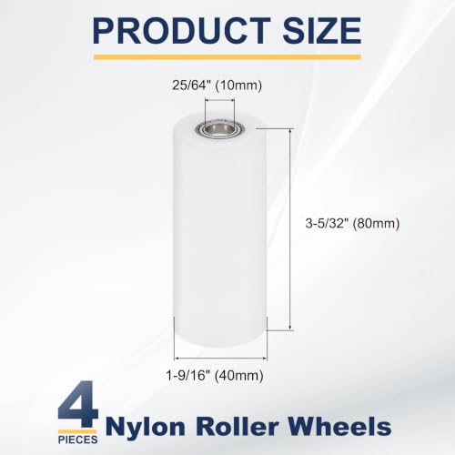 Rueda guía de nylon QUARKZMAN de 10x40x80mm con rodamientos para correa plana 4 piezas 2