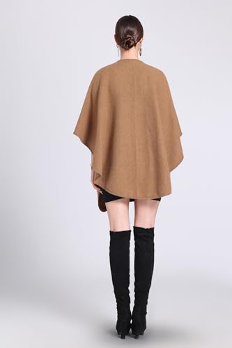 Huralona Women's Open/Cross Front Cardigan Shawls Wrap Solid Color Poncho Ruana Cape Plus Size Knit Wraps for Fall Winter4